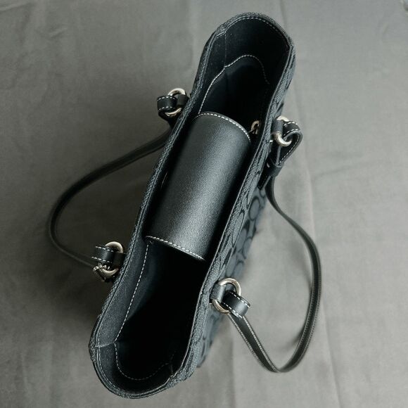 COACH Signature 6090 Black Jacquard Leather Lunch Tote Bag - Picture 7 of 11